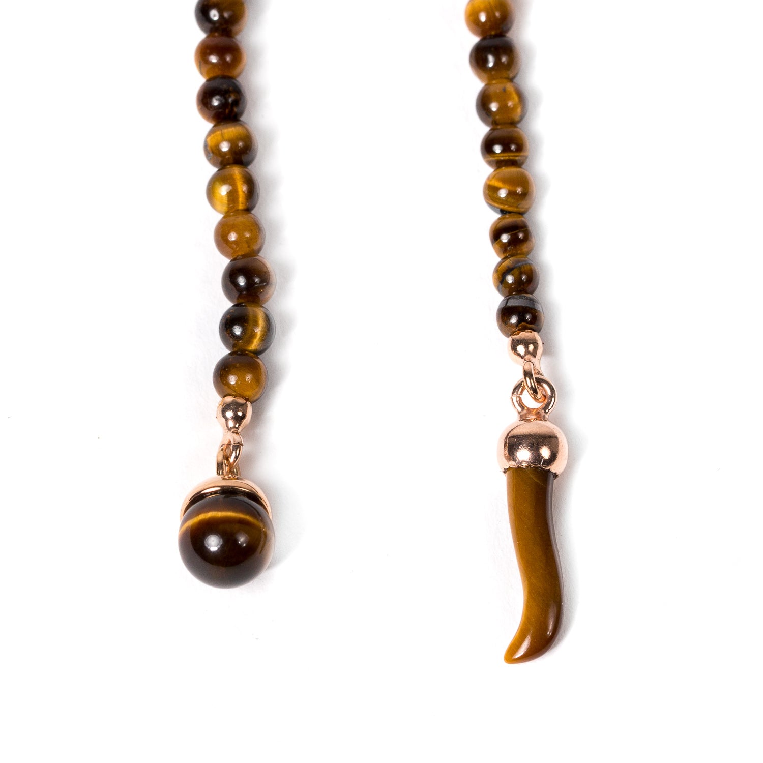Knopflochkette "Tiger's Eye Ball" aus Plated Rose Gold - Handarbeit